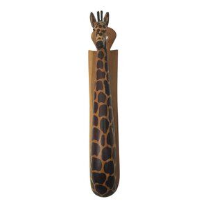 Giraffe Wall Hanging Hand Carved Muhuhu Wood Kenyan Craftsmen Africa Home Decor